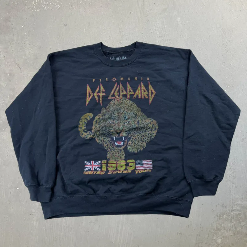 J- Def Leppard Pyromania US Tour Reprint Graphic Crewneck - L sold by HG Vintage