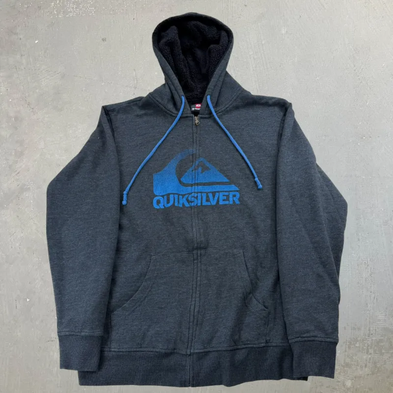 J- Quicksilver Sherpa Lined Zip Up Hoodie - L sold by HG Vintage