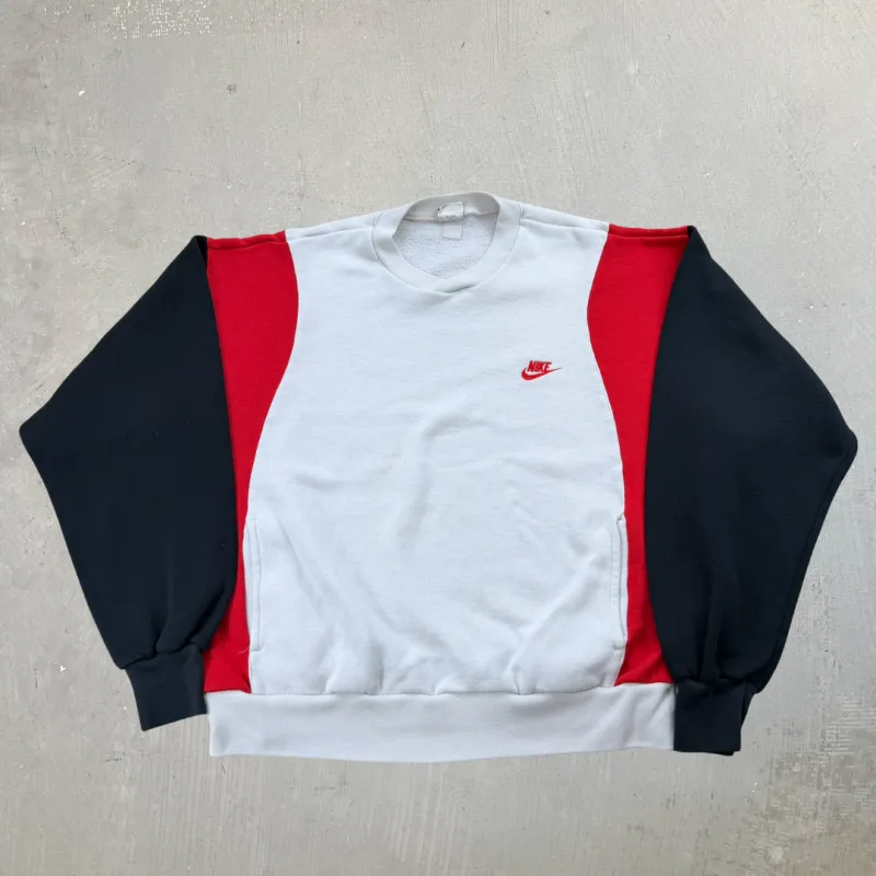J- Vintage 90s Nike Color Block Embroidered Text Crewneck - L made by HG Vintage