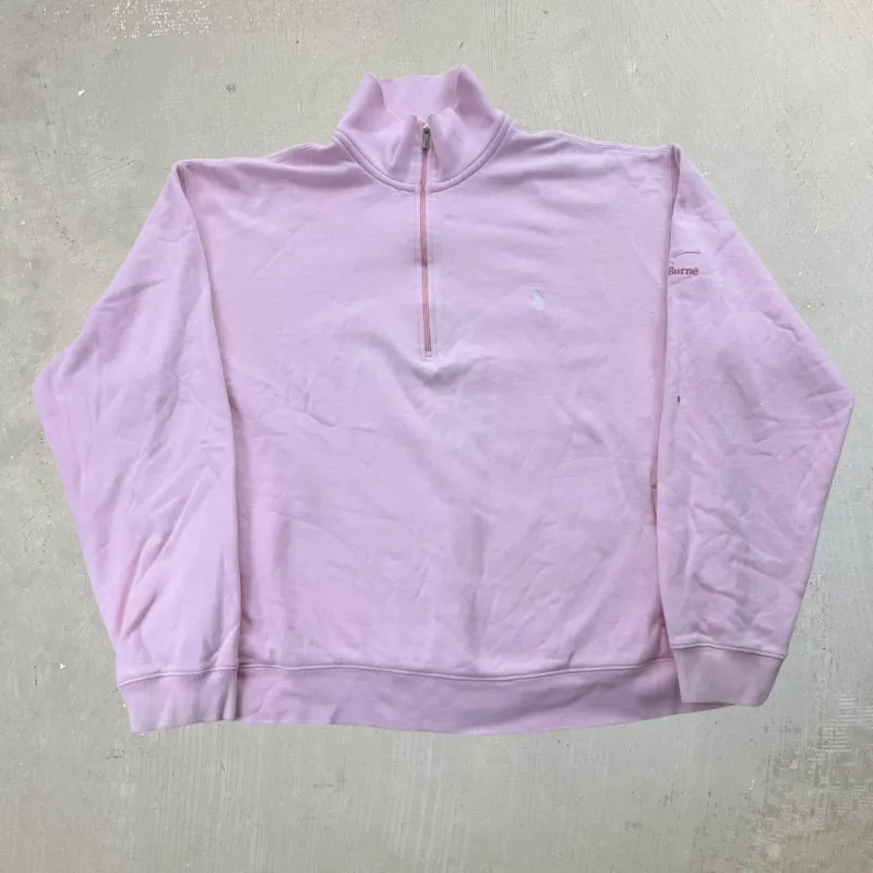J- Vintage Ralph Lauren Golf Pink Embroidered Quarter Zip Sweater - XL sold by HG Vintage
