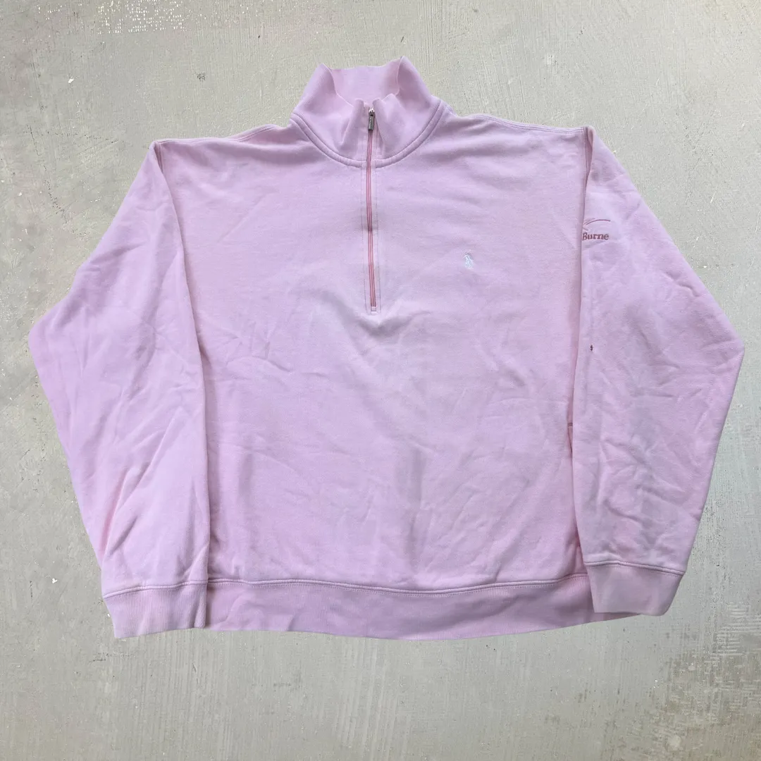 J- Vintage Ralph Lauren Golf Pink Embroidered Quarter Zip Sweater - XL sold by HG Vintage