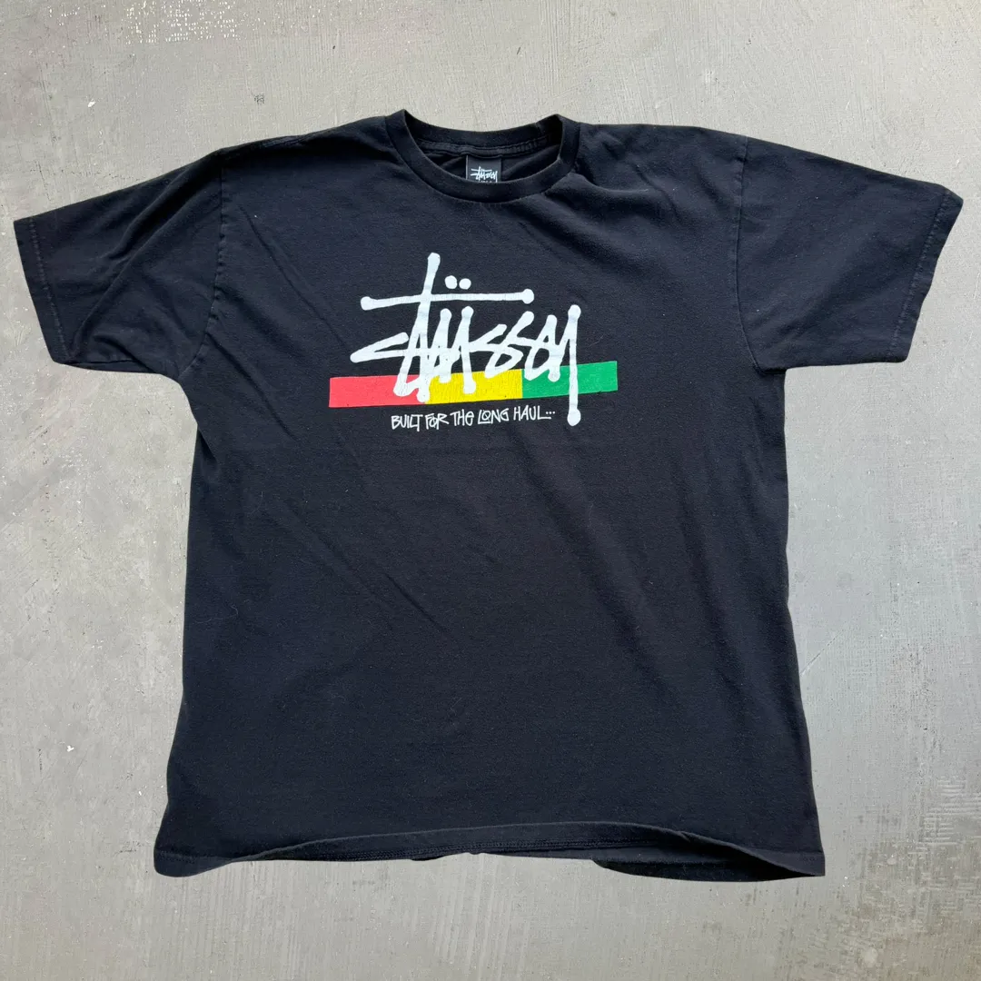 J- Vintage Stussy Built For The Long Haul Text Tee - L sold by HG Vintage