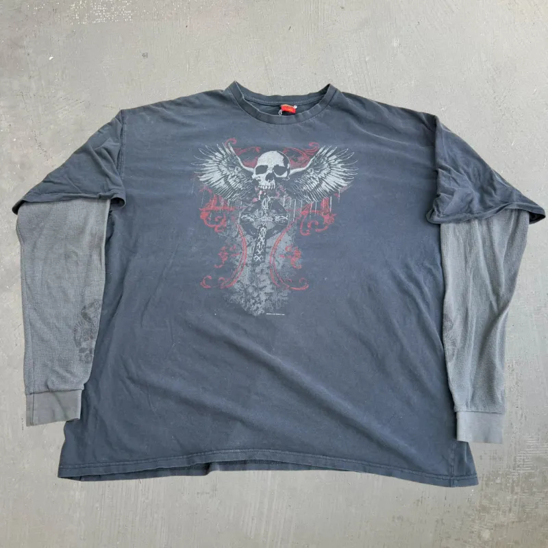 J- Vintage '06 Hot Leathers Cross & Skulls Long Sleeve Tee - 3XL sold by HG Vintage