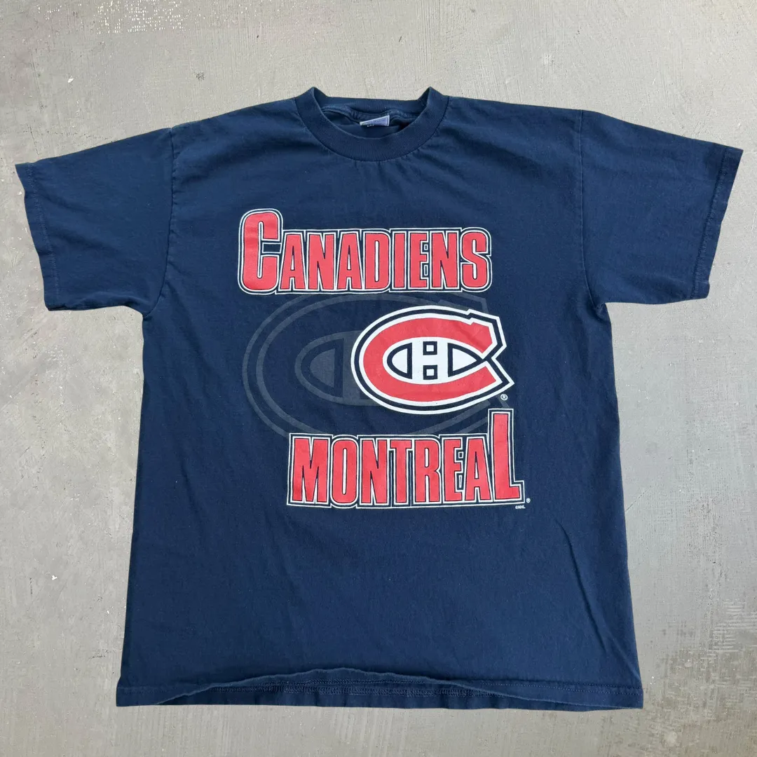 J- Vintage Montreal Canadiens NHL Logo & Text Tee - L sold by HG Vintage