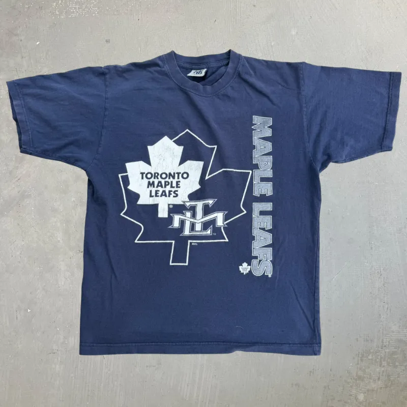 J- Vintage Toronto Maple Leafs NHL Logo & Text Tee- M made by HG Vintage