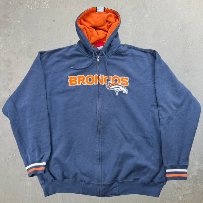 J- Vintage Denver Broncos NFL Embroidered Text Zip Up Hoodie - XL sold by HG Vintage