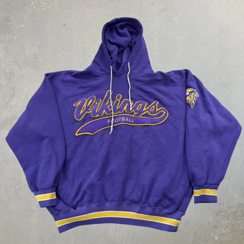 J- Vintage Minnesota Vikings NFL Starter Chenille Embroidered Text Hoodie - L sold by HG Vintage