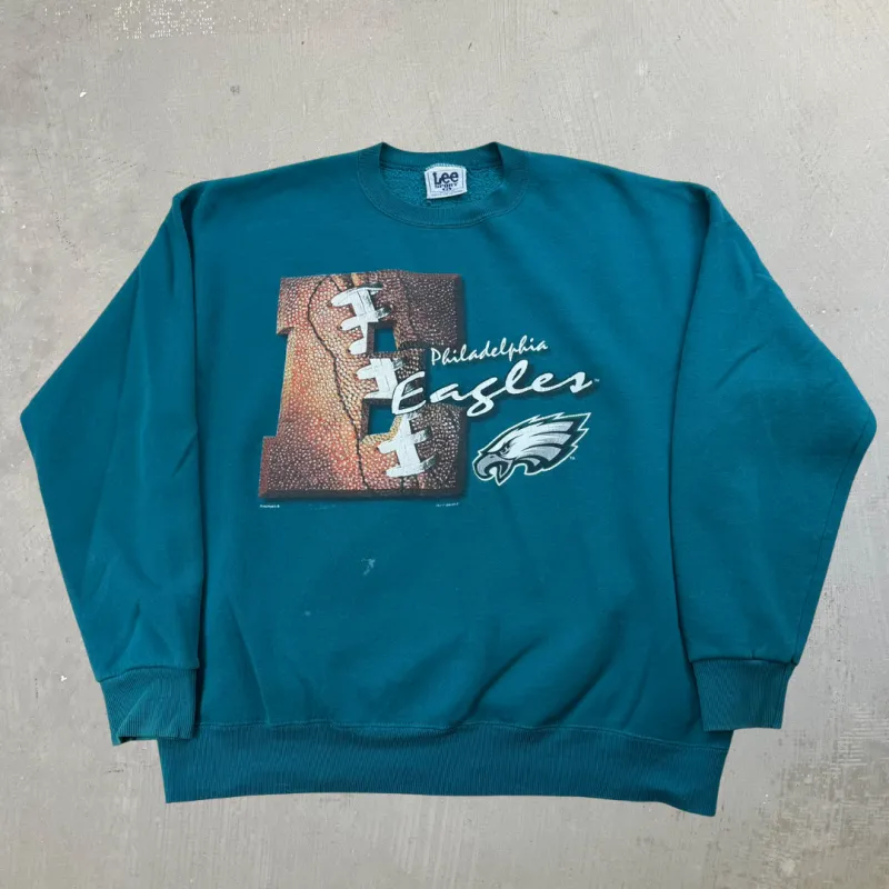 J- Vintage '96 Philadelphia Eagles NFL Lee Text & Logo Made In USA Crewneck - XL sold by HG Vintage