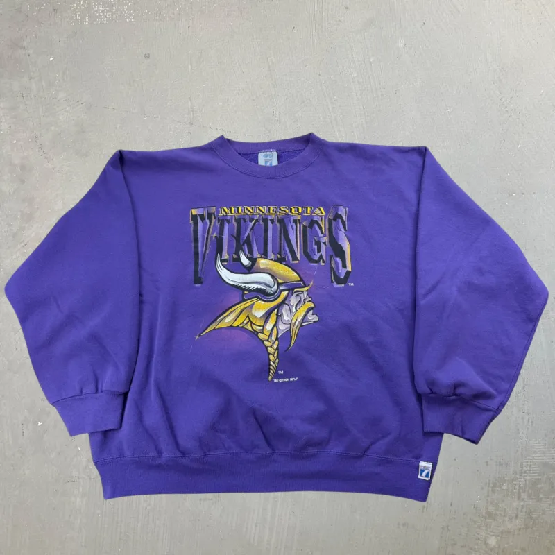 J- Vintage '94 Minnesota Vikings NFL Logo 7 Graphic Made In USA Crewneck - 2XL sold by HG Vintage
