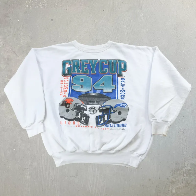 J- Vintage '94 CFL Grey Cup British Columbia vs Baltimore Graphic Crewneck - M sold by HG Vintage