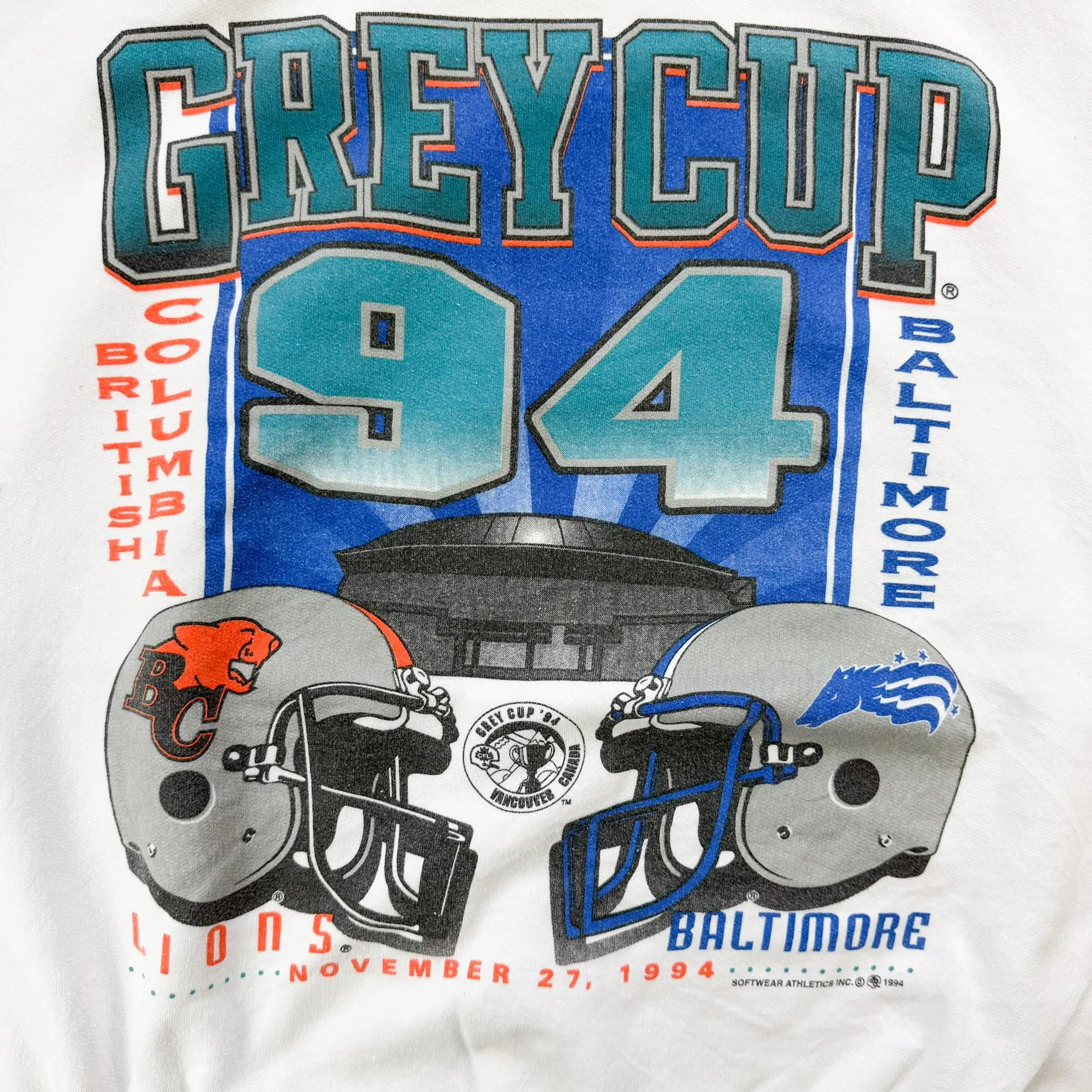 J- Vintage '94 CFL Grey Cup British Columbia vs Baltimore Graphic Crewneck - M sold by HG Vintage product image thumbnail 2