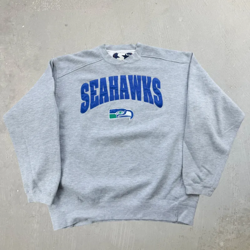 J- Vintage Seattle Seahawks NFL Starter Embroidered Crewneck - M made by HG Vintage