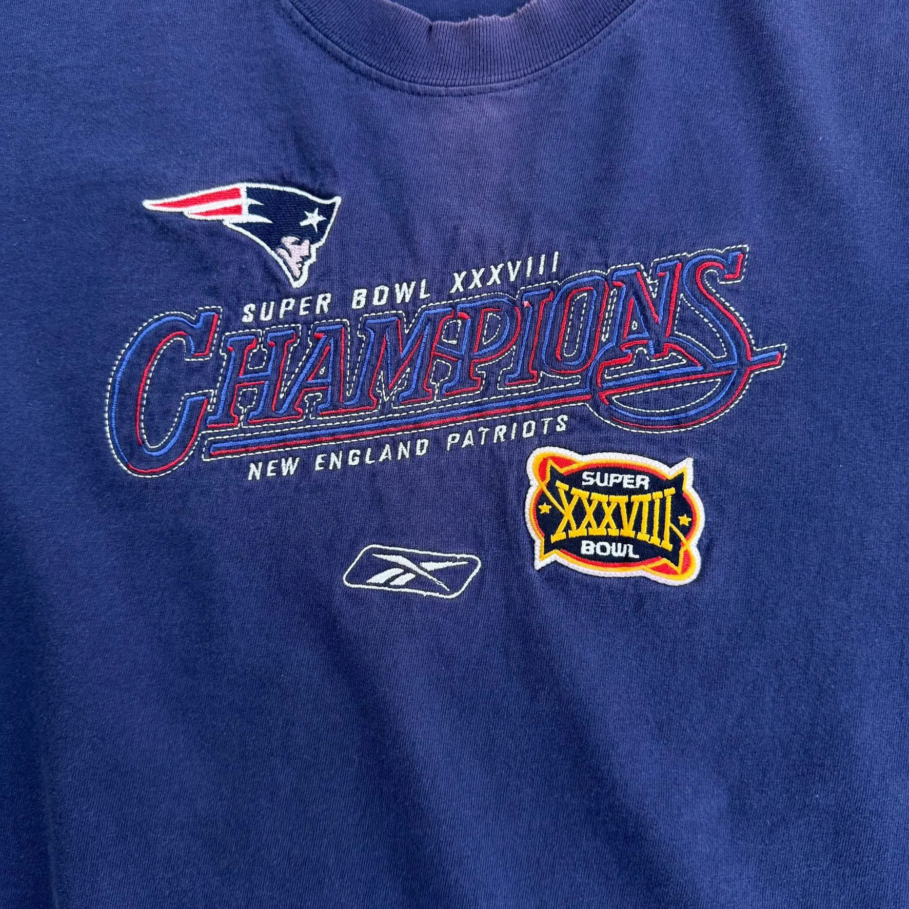 J- Vintage '04 New England Patriots Super Bowl 38 Champions NFL Reebok Embroidered Tee - L sold by HG Vintage product image thumbnail 2