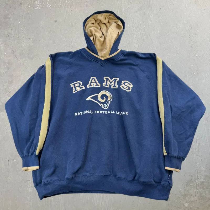 J- Vintage St Louis Rams NFL Lee Embroidered Logo Hoodie - 2XL made by HG Vintage