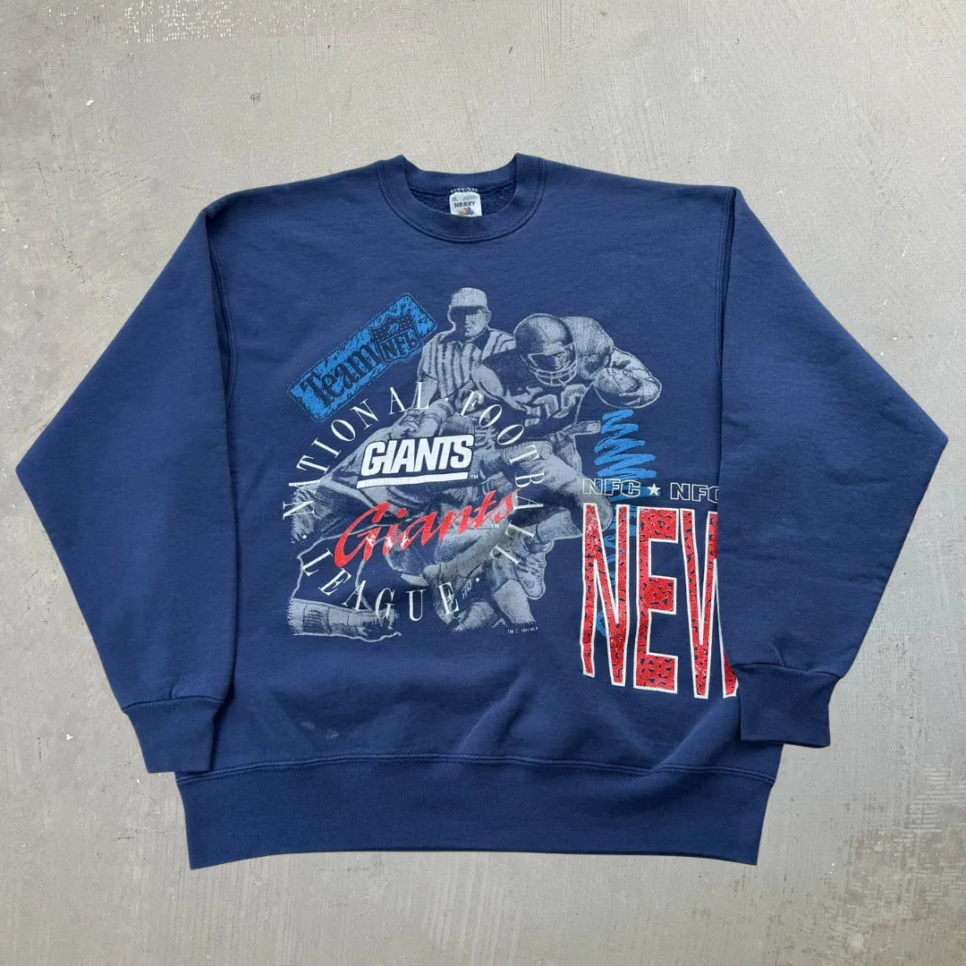 J- Vintage '91 New York Giants NFL Jumbo Print Made In USA Crewneck - XL sold by HG Vintage