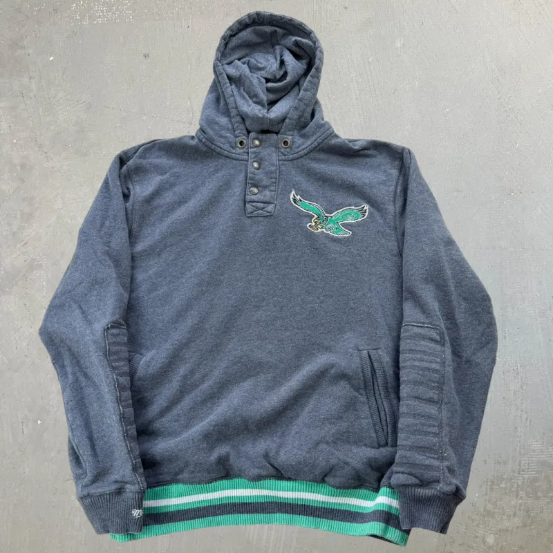 J- Vintage Philadelphia Eagles NFL Mitchell & Ness Henley Hoodie - XL made by HG Vintage