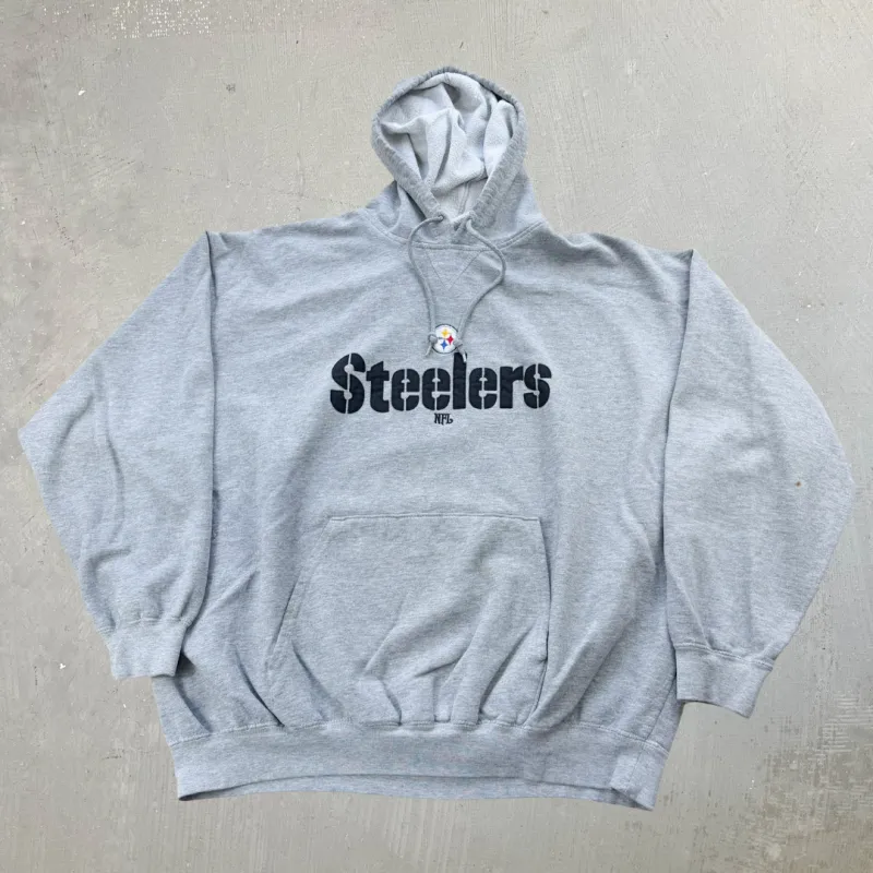 J- Vintage Pittsburgh Steelers NFL Embroidered Text Hoodie - 2XL sold by HG Vintage