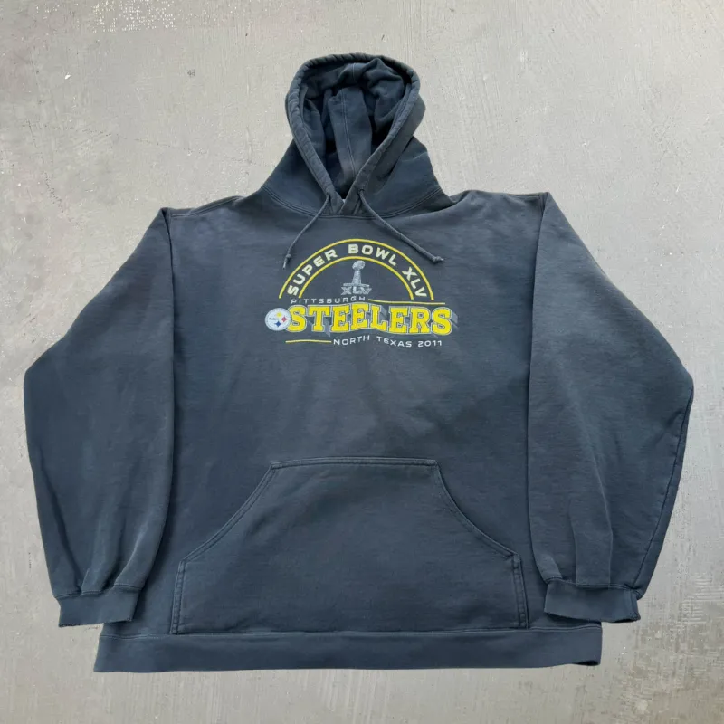 J- Vintage '11 Pittsburgh Steelers Super Bowl 45 NFL Hoodie - 2XL sold by HG Vintage