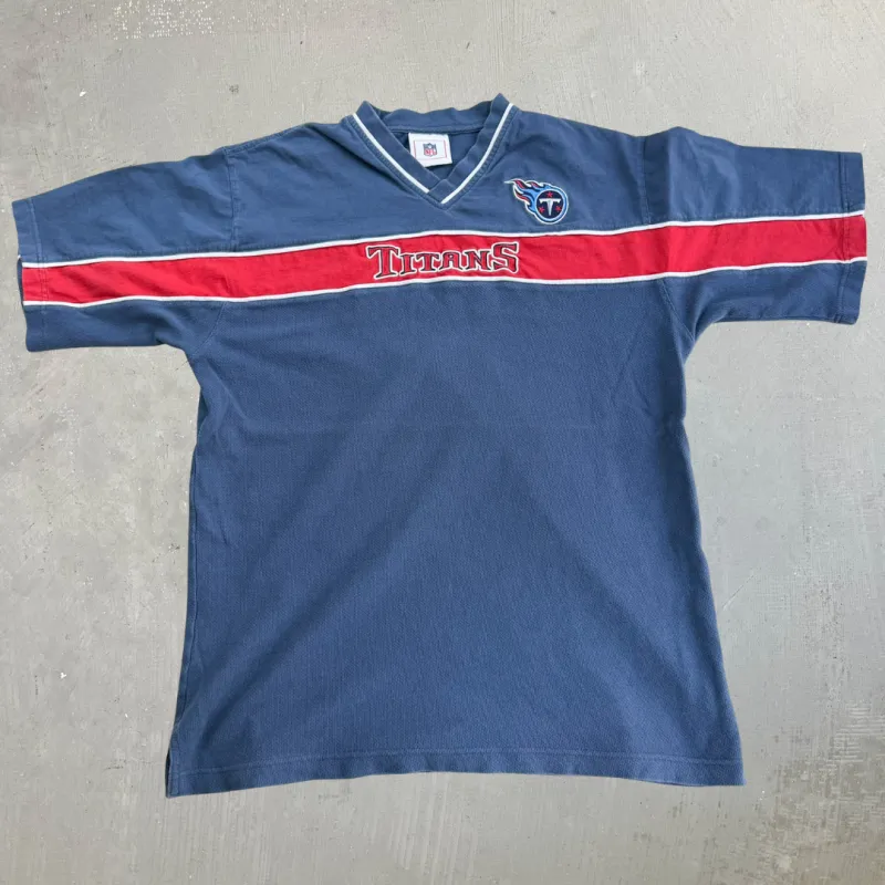 J- Vintage Tennessee Titans NFL Embroidered Text Tee - XL made by HG Vintage
