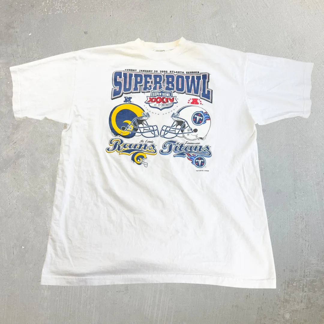 J- Vintage '00 NFL Super Bowl 34 Rams Vs Titans Graphic Tee - XL sold by HG Vintage