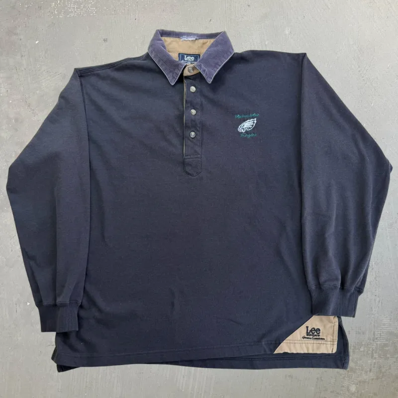J- Vintage Philadelphia Eagles NFL Lee Embroidered Logo Rugby Shirt - L sold by HG Vintage