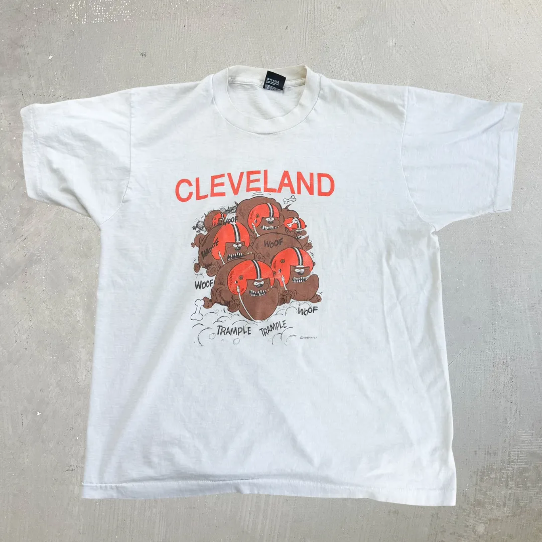 J- Vintage '89 Cleveland Browns NFL Graphic Made In USA Single Stitch Tee - XL sold by HG Vintage
