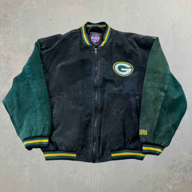J- Vintage Green Bay Packers NFL Game Day Embroidered Logo Suede Jacket - XL sold by HG Vintage