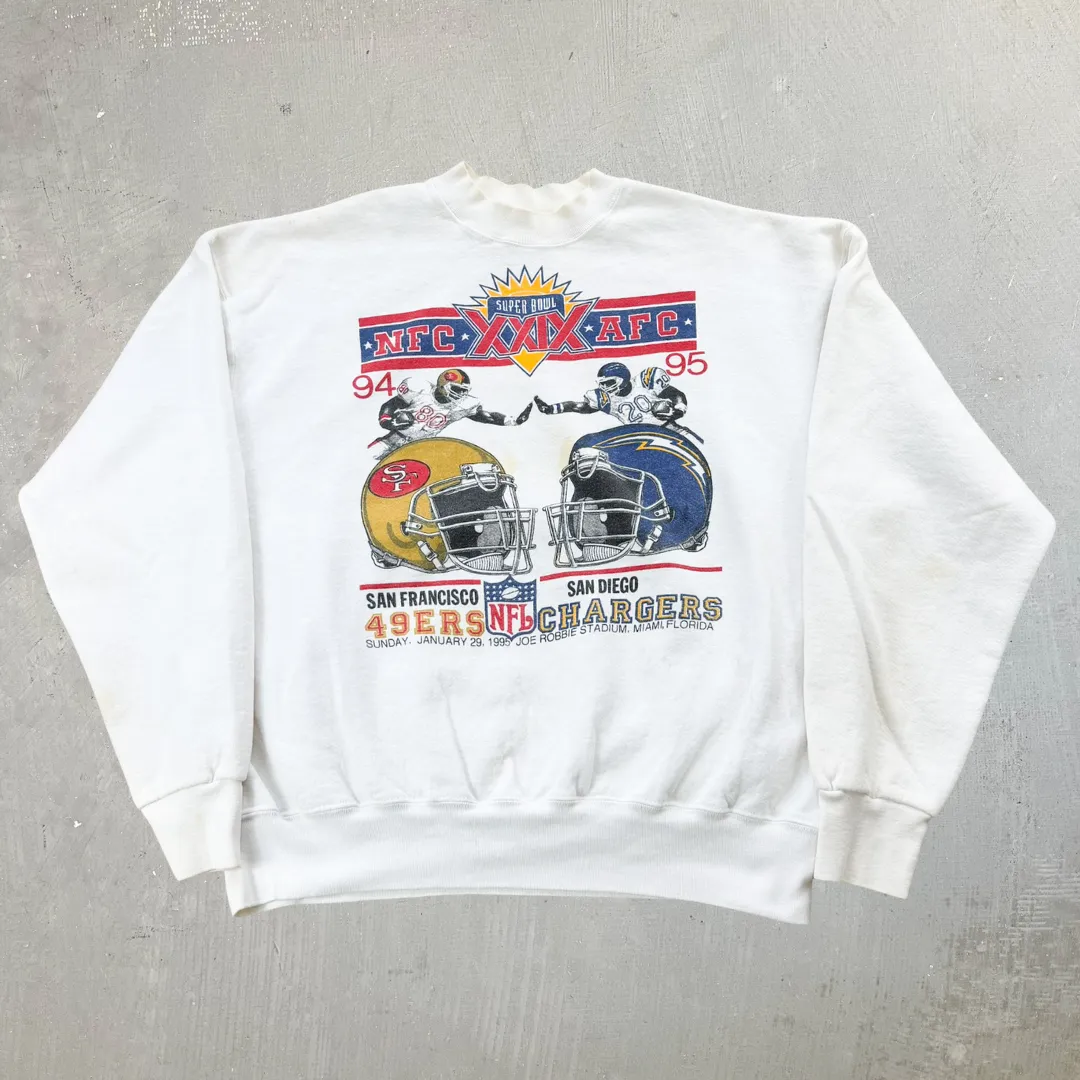 J- Vintage '95 Super Bowl 29 49ers Vs Chargers NFL Graphic Crewneck - XL sold by HG Vintage