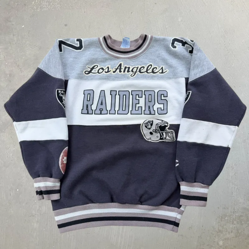 J- Vintage Los Angeles Raiders NFL Champion Embroidered Logo & Text Crewneck - M made by HG Vintage