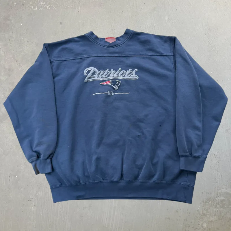 J- Vintage New England Patriots NFL Embroidered Text Crewneck - XL sold by HG Vintage