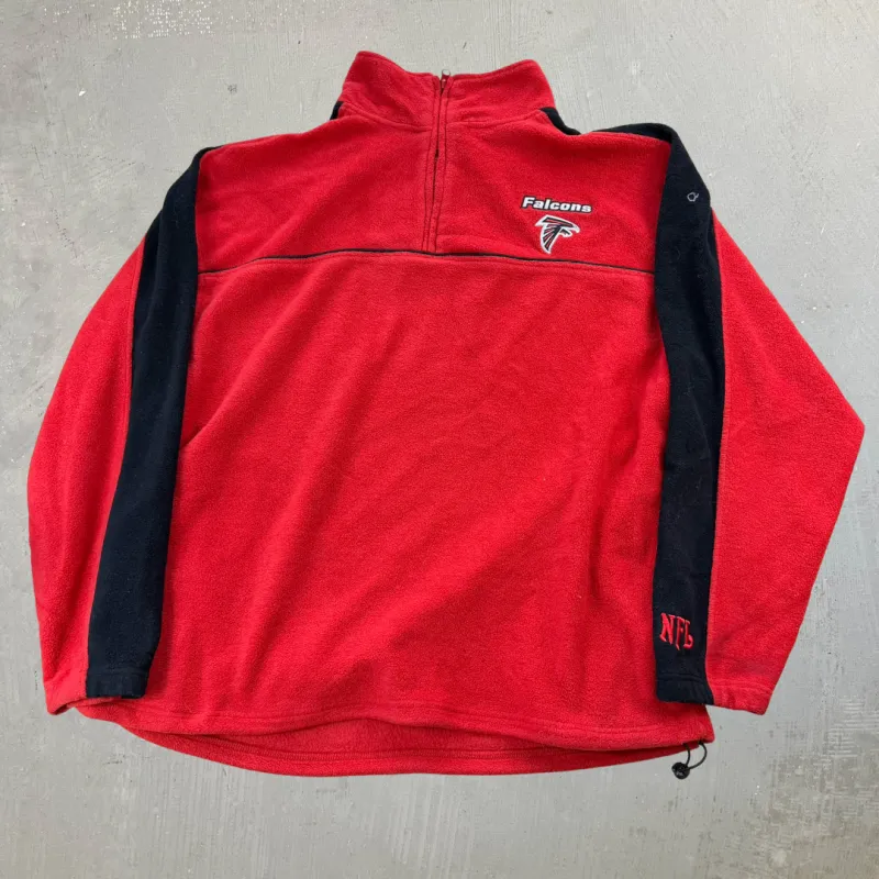 J- Vintage Atlanta Falcons NFL Embroidered Logo Quarter Zip Polar Fleece - 2XL made by HG Vintage
