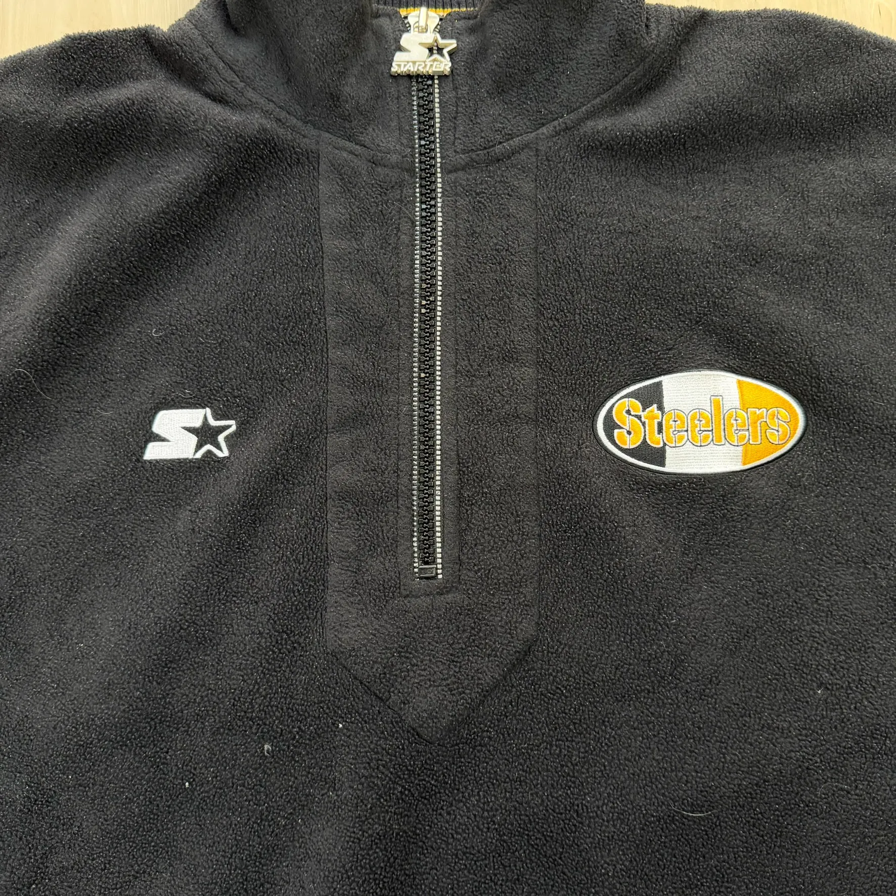 J- Vintage Pittsburgh Steelers NFL Starter Embroidered Logo Quarter Zip Polar Fleece Crewneck - 2XL sold by HG Vintage product image thumbnail 2