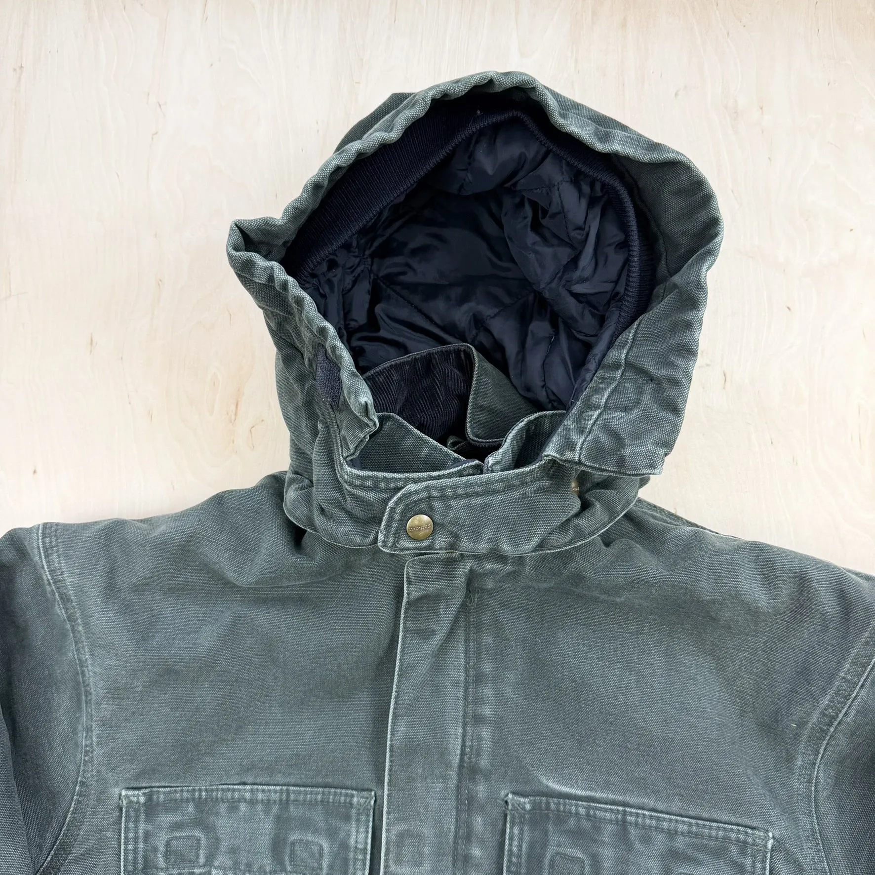F- Vintage Carhartt Quilt Lined Hooded Sandstone Duck Ridge Work Jacket - L sold by HG Vintage product image thumbnail 5