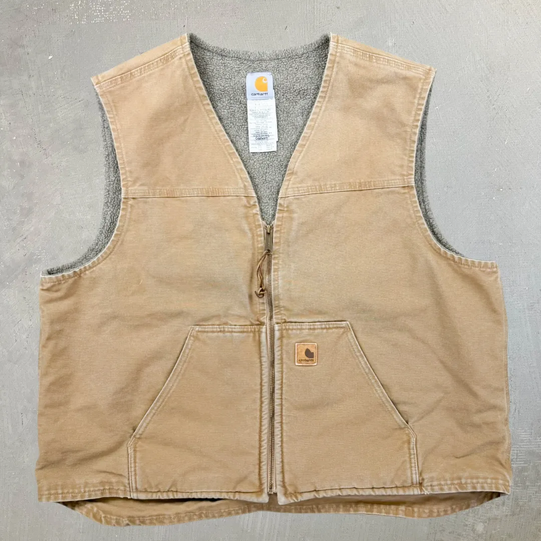 F- Vintage Carhartt Sherpa Lined Tan Workwear Vest - 2XL sold by HG Vintage