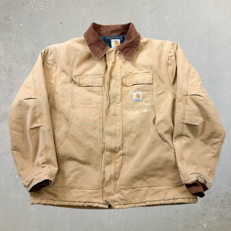 F- Vintage Carhartt Quilt Lined Dark Tan Work Jacket - L sold by HG Vintage
