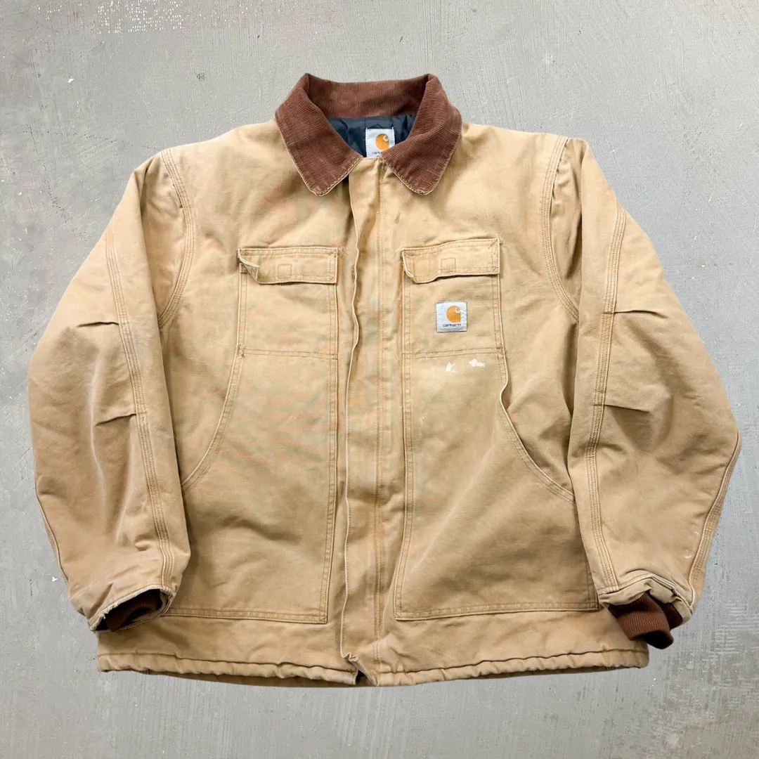 F- Vintage Carhartt Quilt Lined Dark Tan Work Jacket - L sold by HG Vintage
