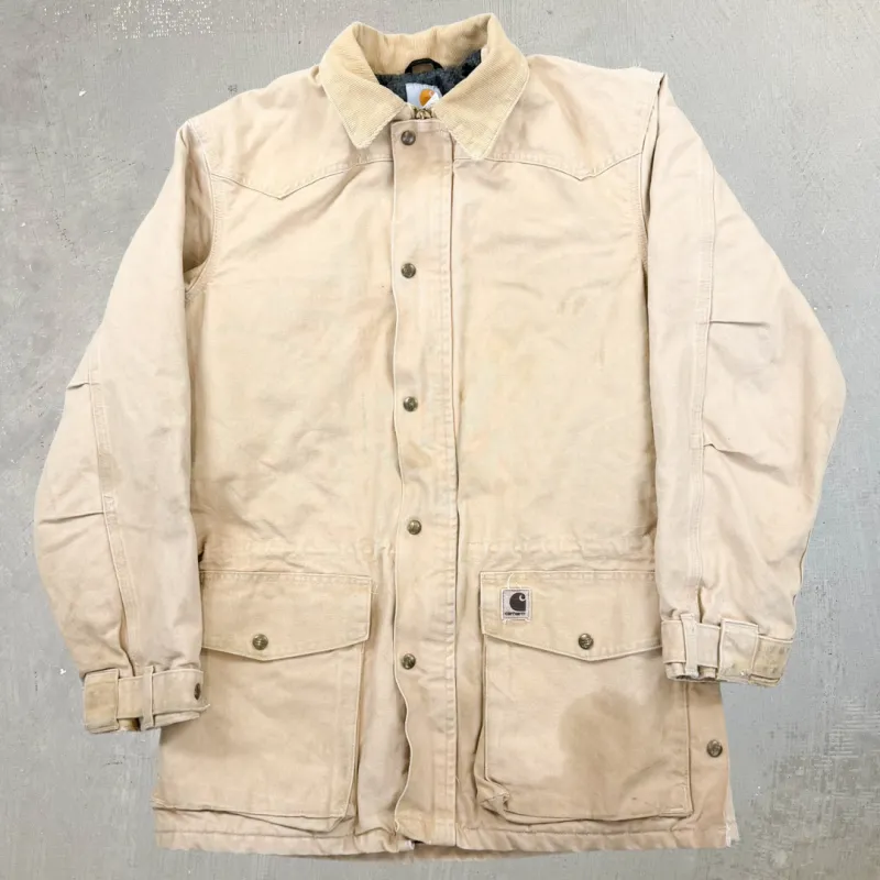 F- Vintage Carhartt Blanket Lined Tan Chore Work Jacket - S sold by HG Vintage