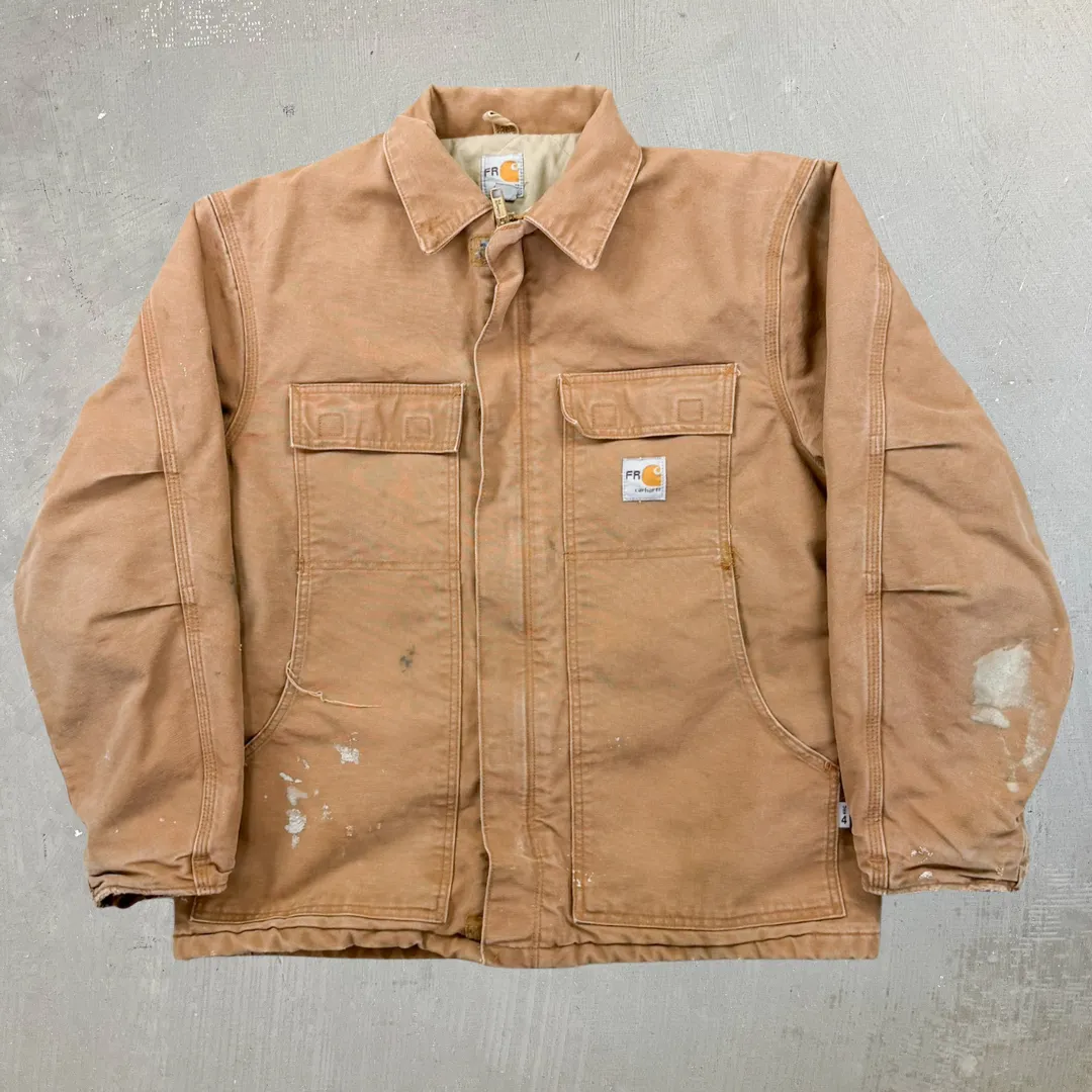 F- Vintage Carhartt Quilt Lined Brown Fire Resistant Work Jacket - L sold by HG Vintage
