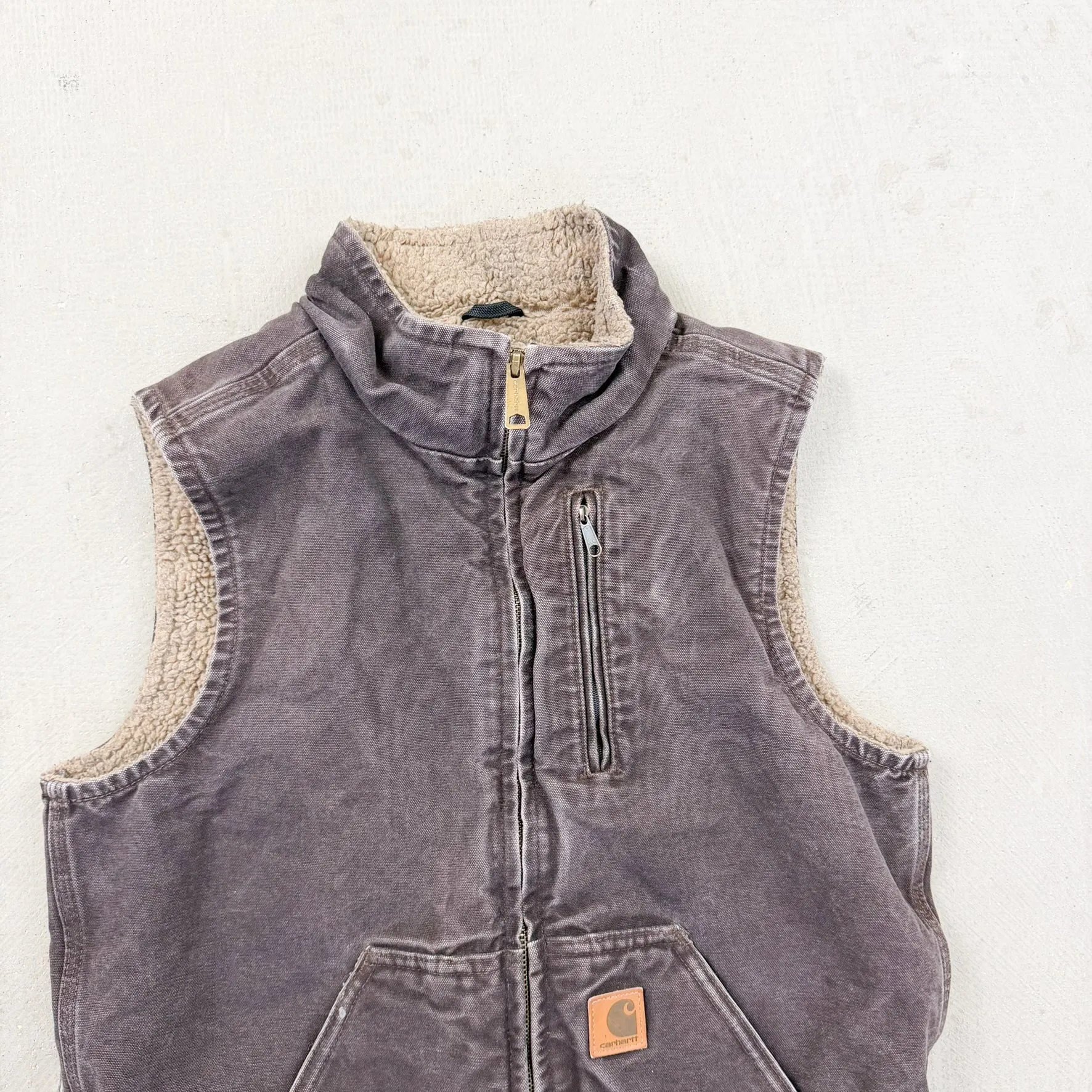 F- Vintage Carhartt Sherpa Lined Chocolate Brown Workwear Vest - S sold by HG Vintage product image thumbnail 2