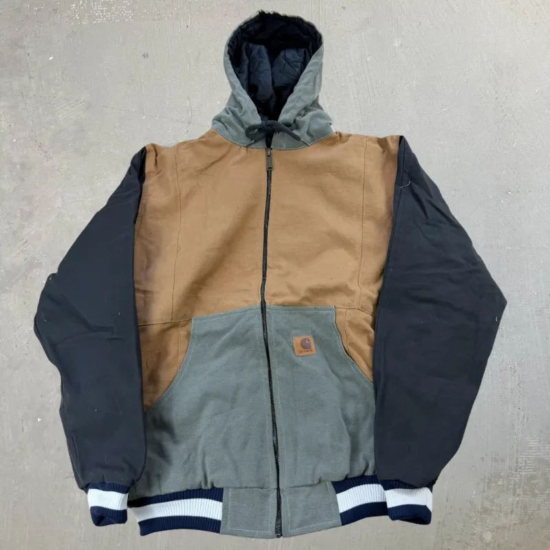 J- Carhartt Reworked Black/Brown Hooded Jacket - M made by HG Vintage