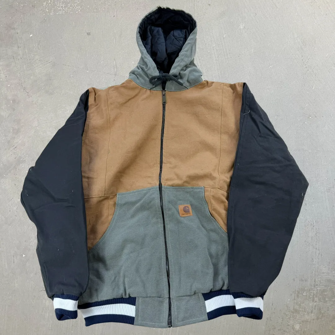 J- Carhartt Reworked Black/Brown Hooded Jacket - M sold by HG Vintage