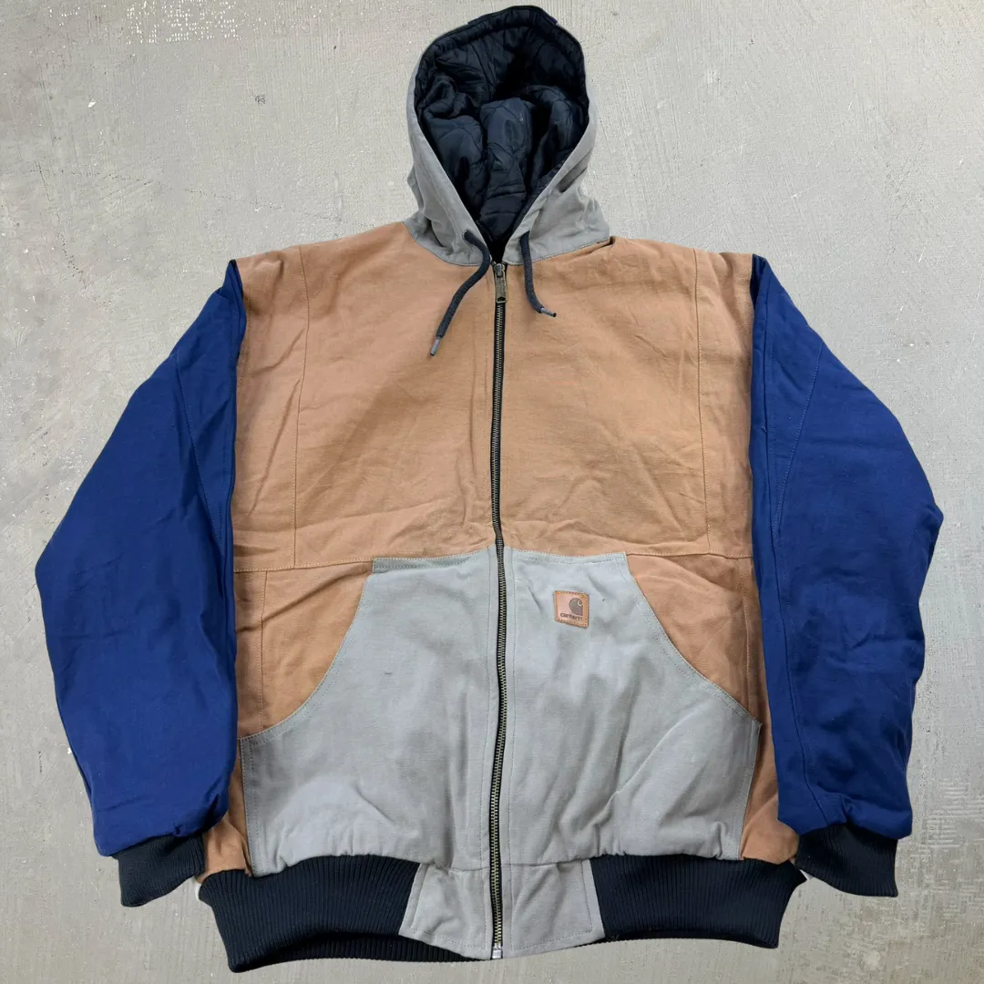 J- Carhartt Reworked Brown/Navy Hooded Jacket - L sold by HG Vintage