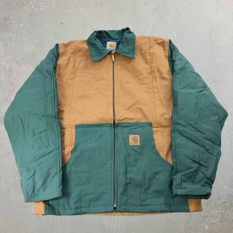 J- Carhartt Reworked Green/Brown Collared Jacket - L made by HG Vintage