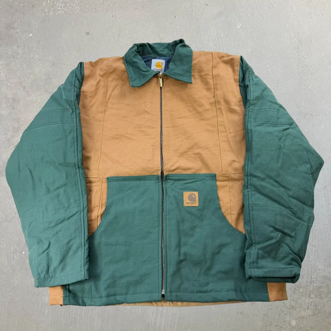 J- Carhartt Reworked Green/Brown Collared Jacket - L sold by HG Vintage