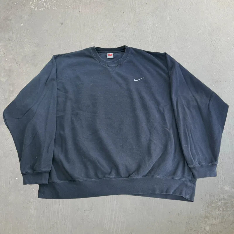 J- Vintage Nike Embroidered Swoosh Black Crewneck - 3XL sold by HG Vintage