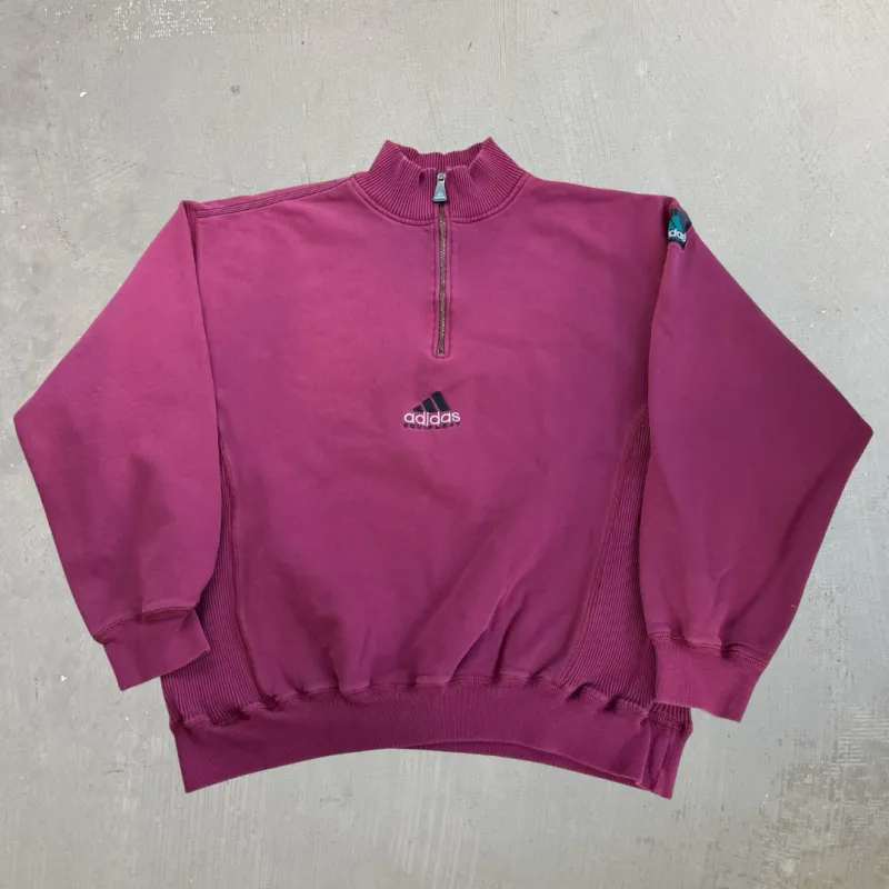 J- Vintage Adidas Equipment Embroidered Text Quarter Zip Crewneck - XL sold by HG Vintage