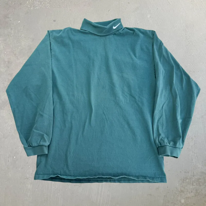 J- Vintage Nike Embroidered Swoosh Made In USA Turtle Neck Long Sleeve Tee - L made by HG Vintage