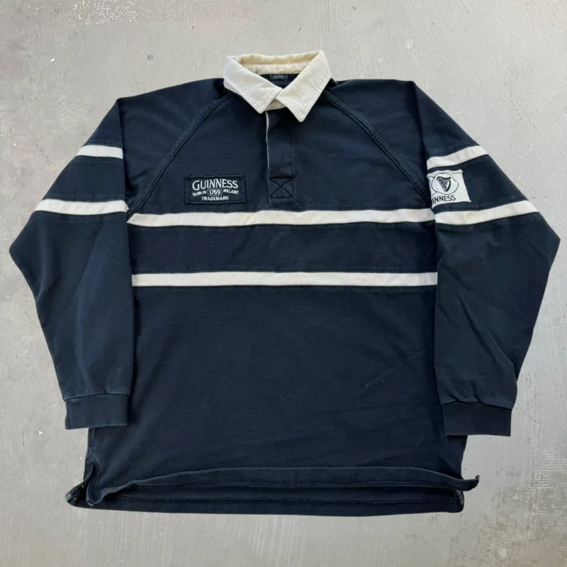 J- Vintage Guinness Embroidered Patch Rugby Shirt - L sold by HG Vintage