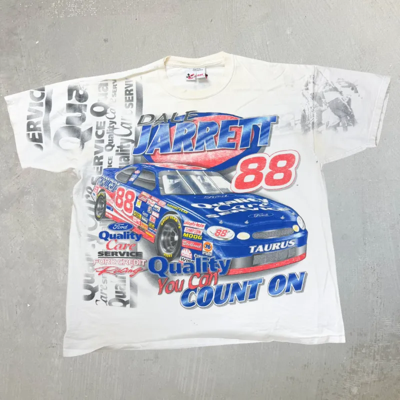 J- Vintage Nascar Dale Jarret Ford Jumbo Print Made In USA Tee - L sold by HG Vintage