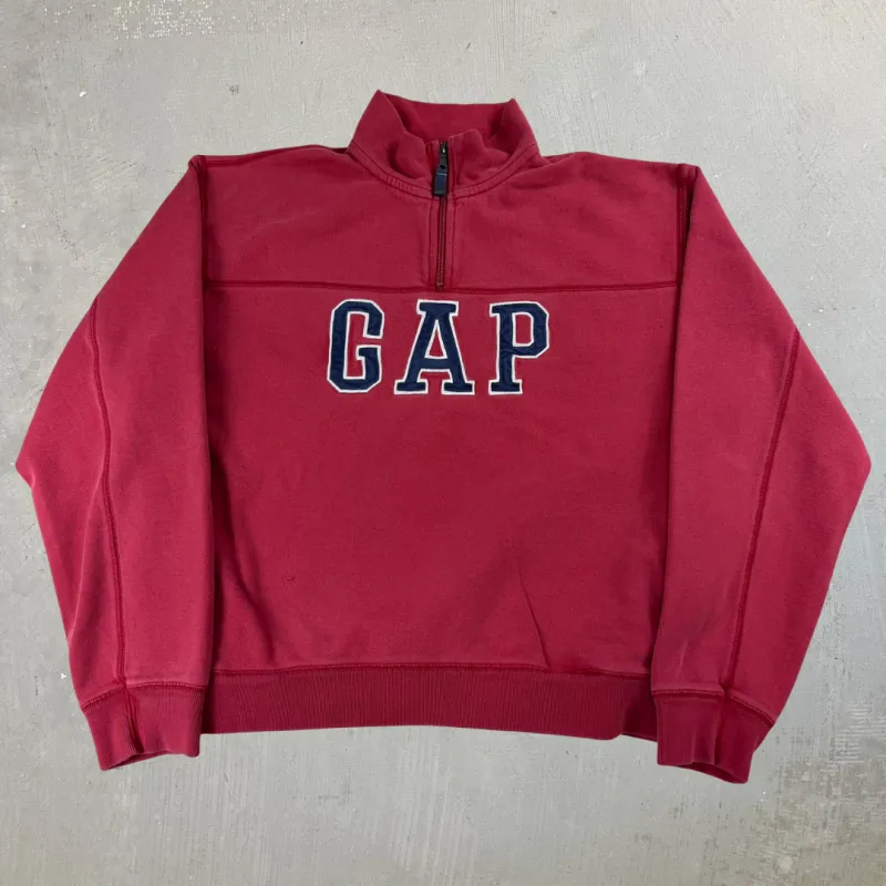J- Vintage Gap Embroidered Text Quarter Zip Crewneck - L sold by HG Vintage
